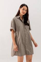 Breanna Shirt Dress in Khaki