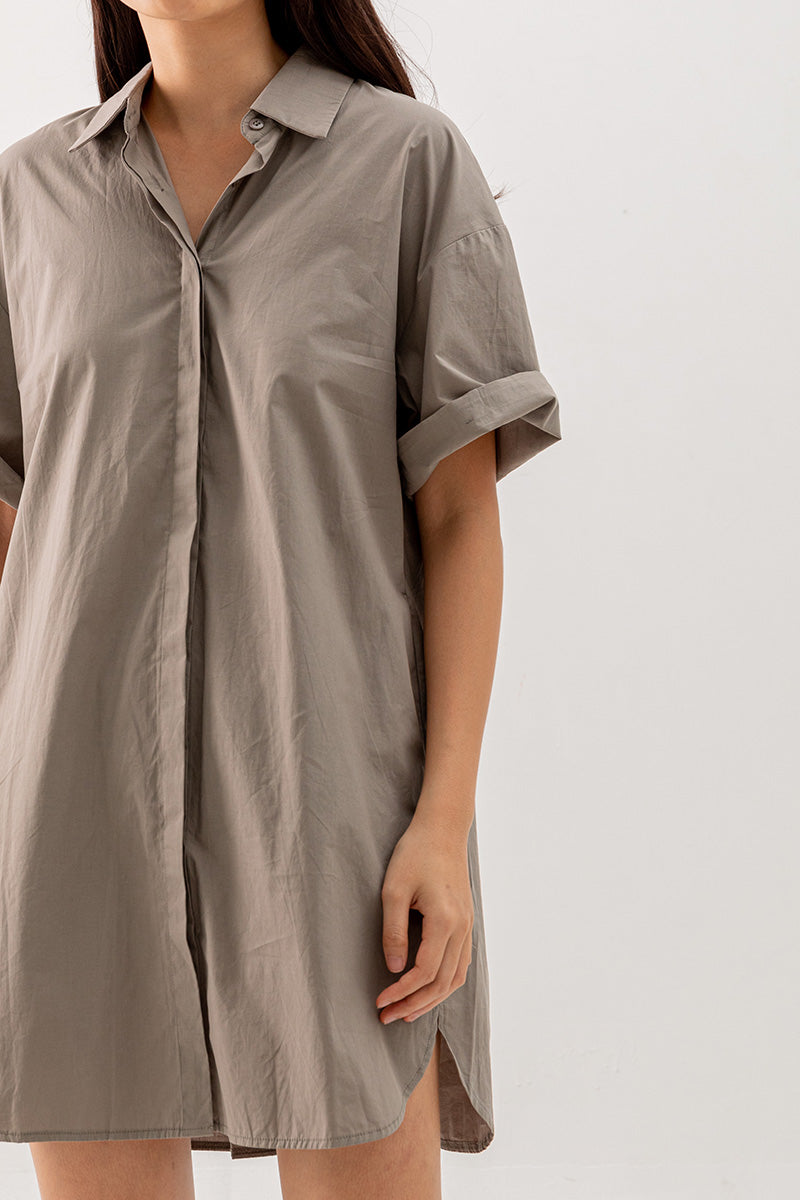 Breanna Shirt Dress in Khaki