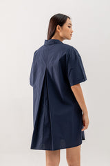 Breanna Shirt Dress in Navy Blue