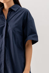 Breanna Shirt Dress in Navy Blue
