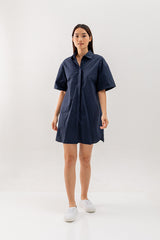 Breanna Shirt Dress in Navy Blue