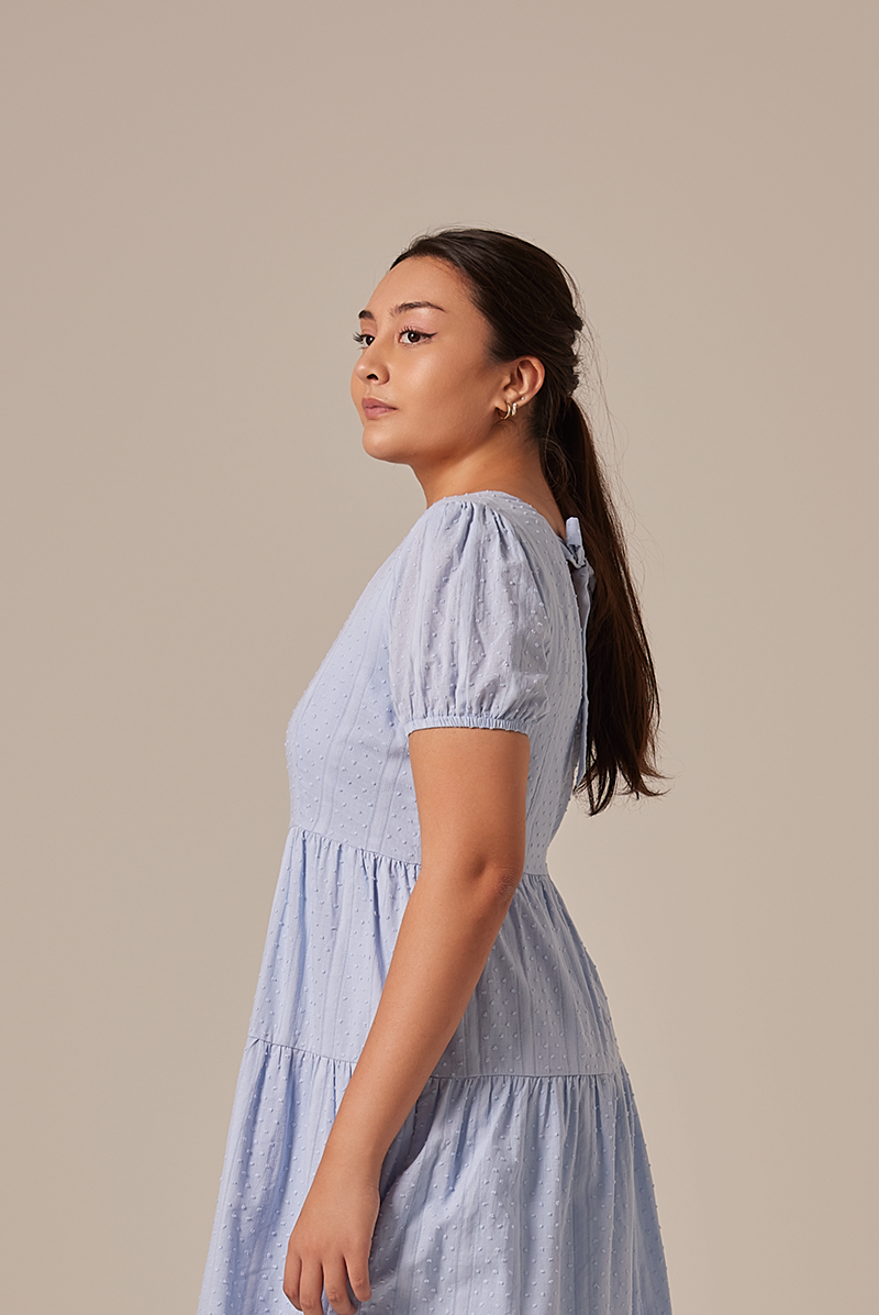 Lilian Tiered Dress in Baby Blue