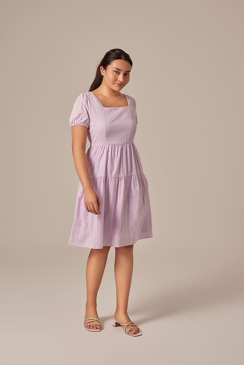 Lilian Tiered Dress in Lavender
