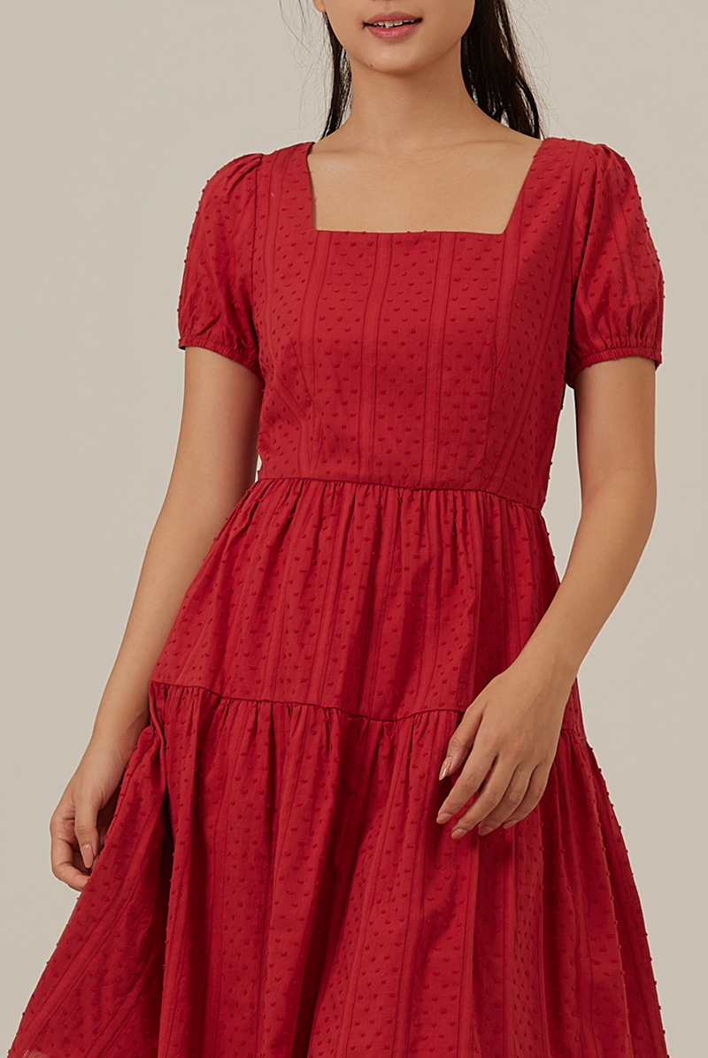 Lilian Tiered Dress in Red