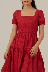 Lilian Tiered Dress in Red