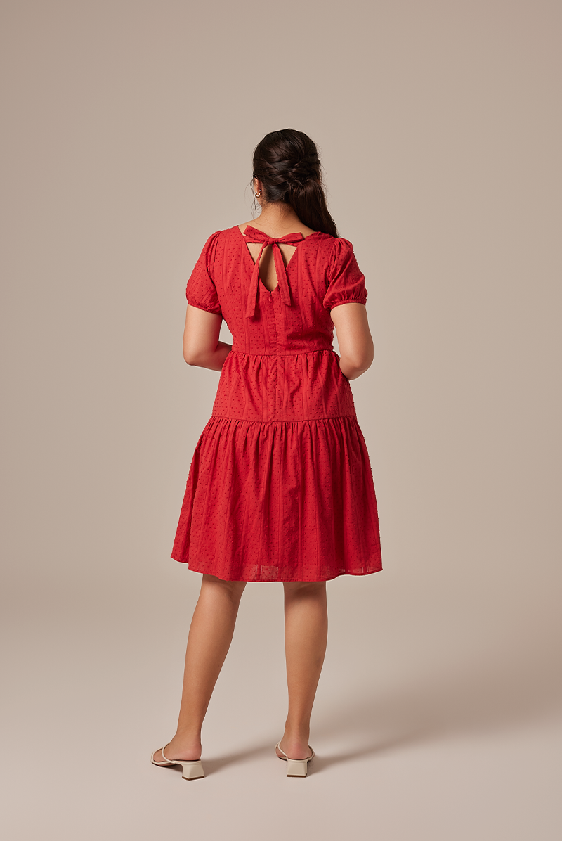 Lilian Tiered Dress in Red