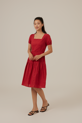 Lilian Tiered Dress in Red