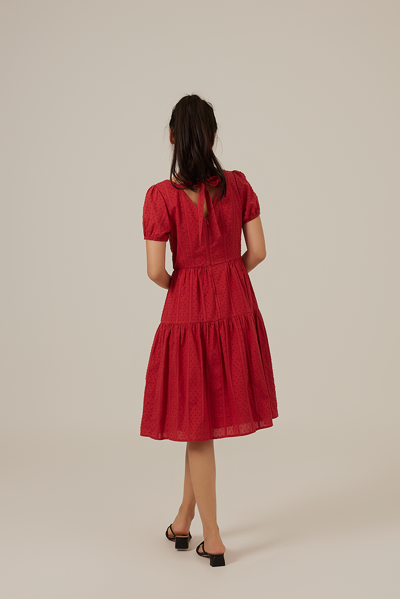 Lilian Tiered Dress in Red