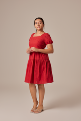 Lilian Tiered Dress in Red
