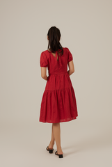 Lilian Tiered Dress in Red