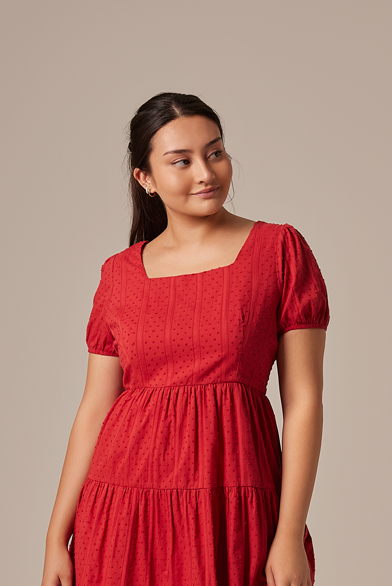 Lilian Tiered Dress in Red