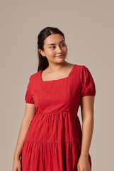 Lilian Tiered Dress in Red