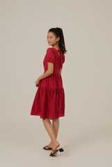 Lilian Tiered Dress in Red
