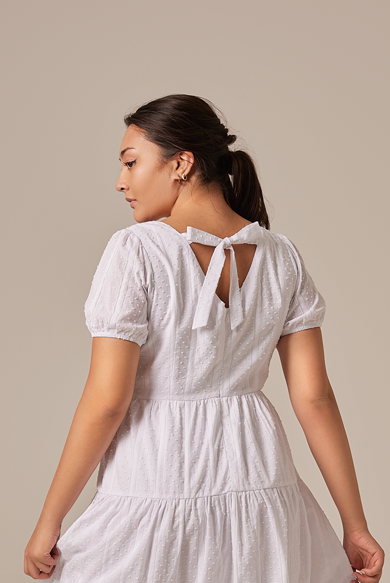 Lilian Tiered Dress in White
