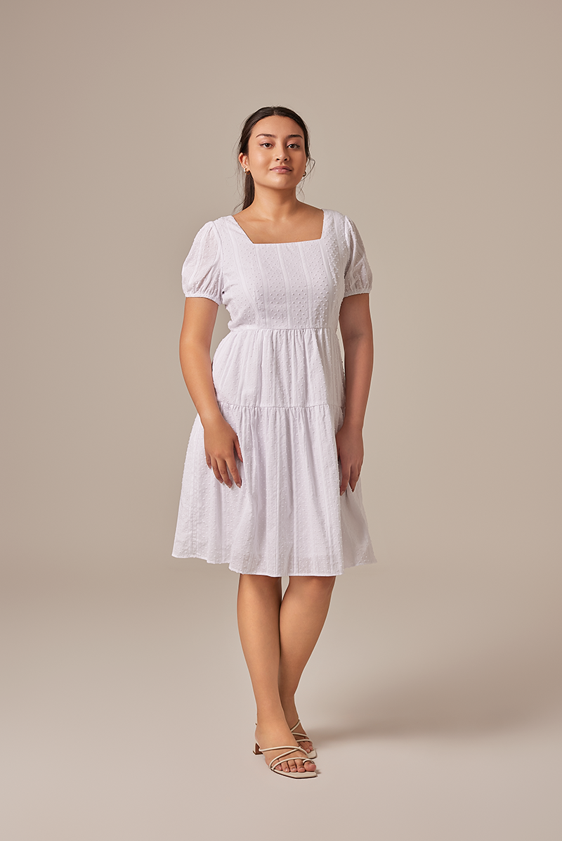 Lilian Tiered Dress in White