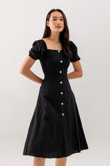 Alice Fitted Midi Dress in Black