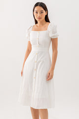 Alice Fitted Midi Dress in White