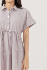 Phyliana Tiered Shirt Dress in Brown