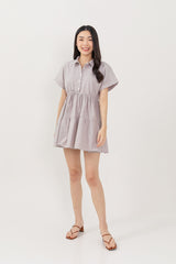 Phyliana Tiered Shirt Dress in Brown