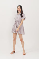 Phyliana Tiered Shirt Dress in Brown