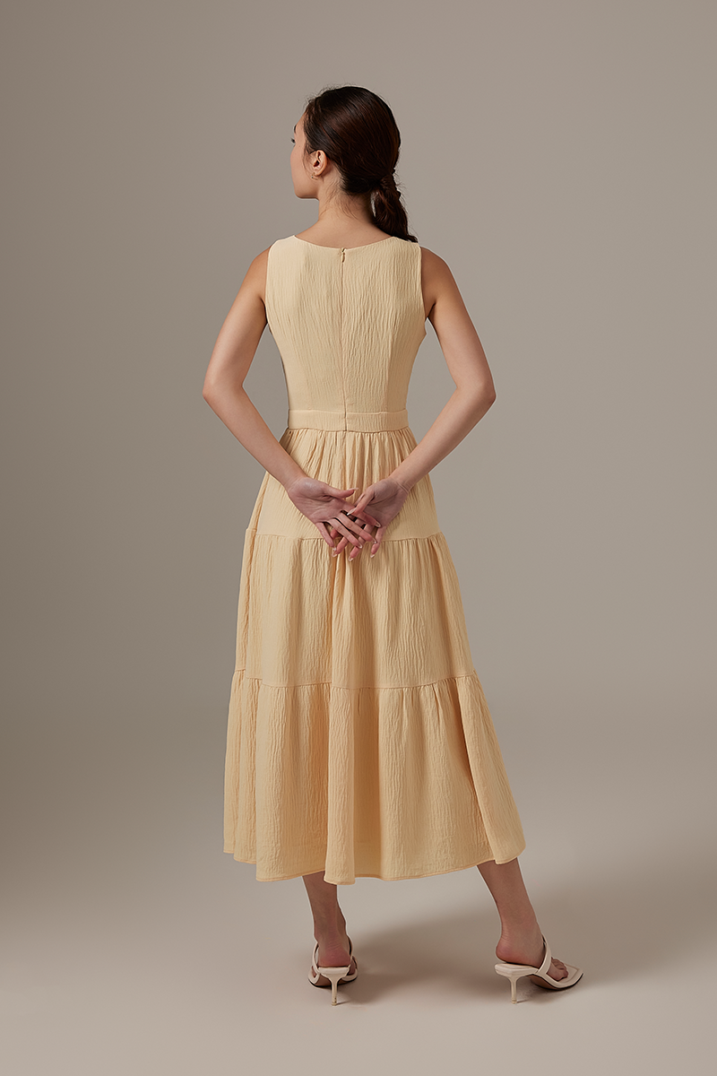 Esther Tiered Maxi Dress in Daffodil