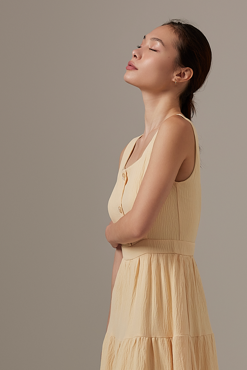 Esther Tiered Maxi Dress in Daffodil