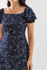 Elise Printed Dress in Black