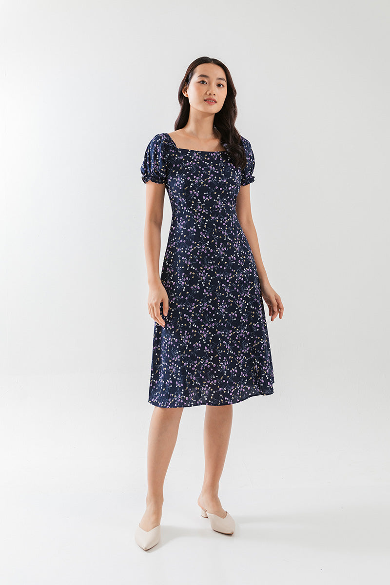 Elise Printed Dress in Black
