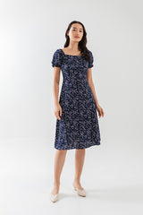 Elise Printed Dress in Black