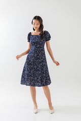 Elise Printed Dress in Black
