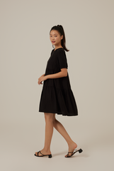 Aria Tiered Babydoll Dress in Black