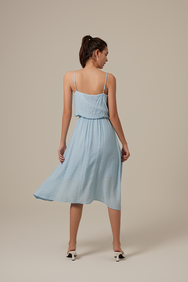 Sherly Ruched Waist Dress in Baby Blue