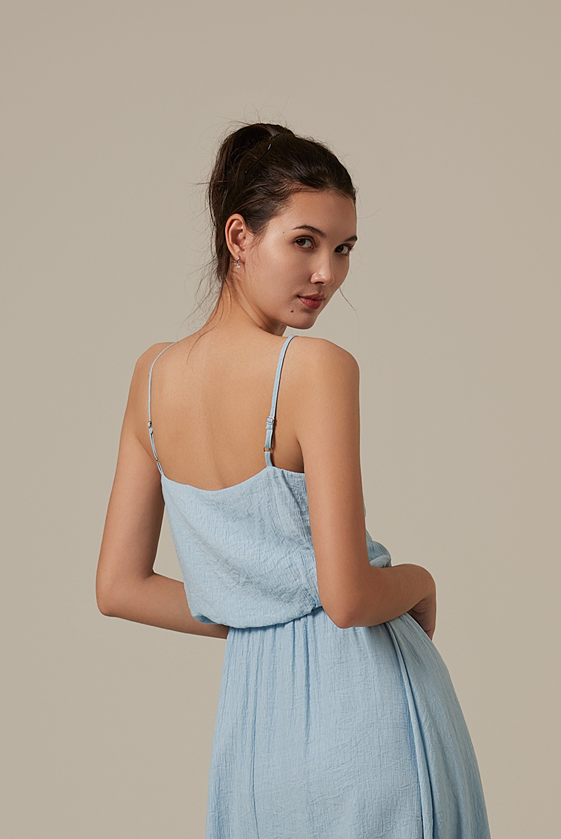 Sherly Ruched Waist Dress in Baby Blue