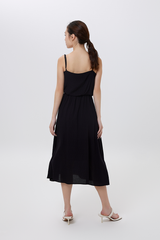 Sherly Ruched Waist Dress in Black