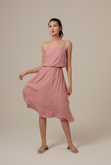 Sherly Ruched Waist Dress in Dusty Pink