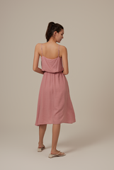 Sherly Ruched Waist Dress in Dusty Pink