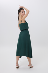 Sherly Ruched Waist Dress in Emerald