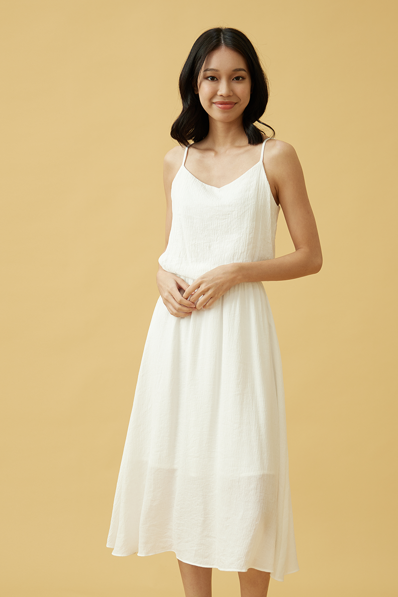 Sherly Ruched Waist Dress in White