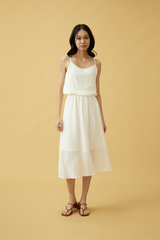 Sherly Ruched Waist Dress in White
