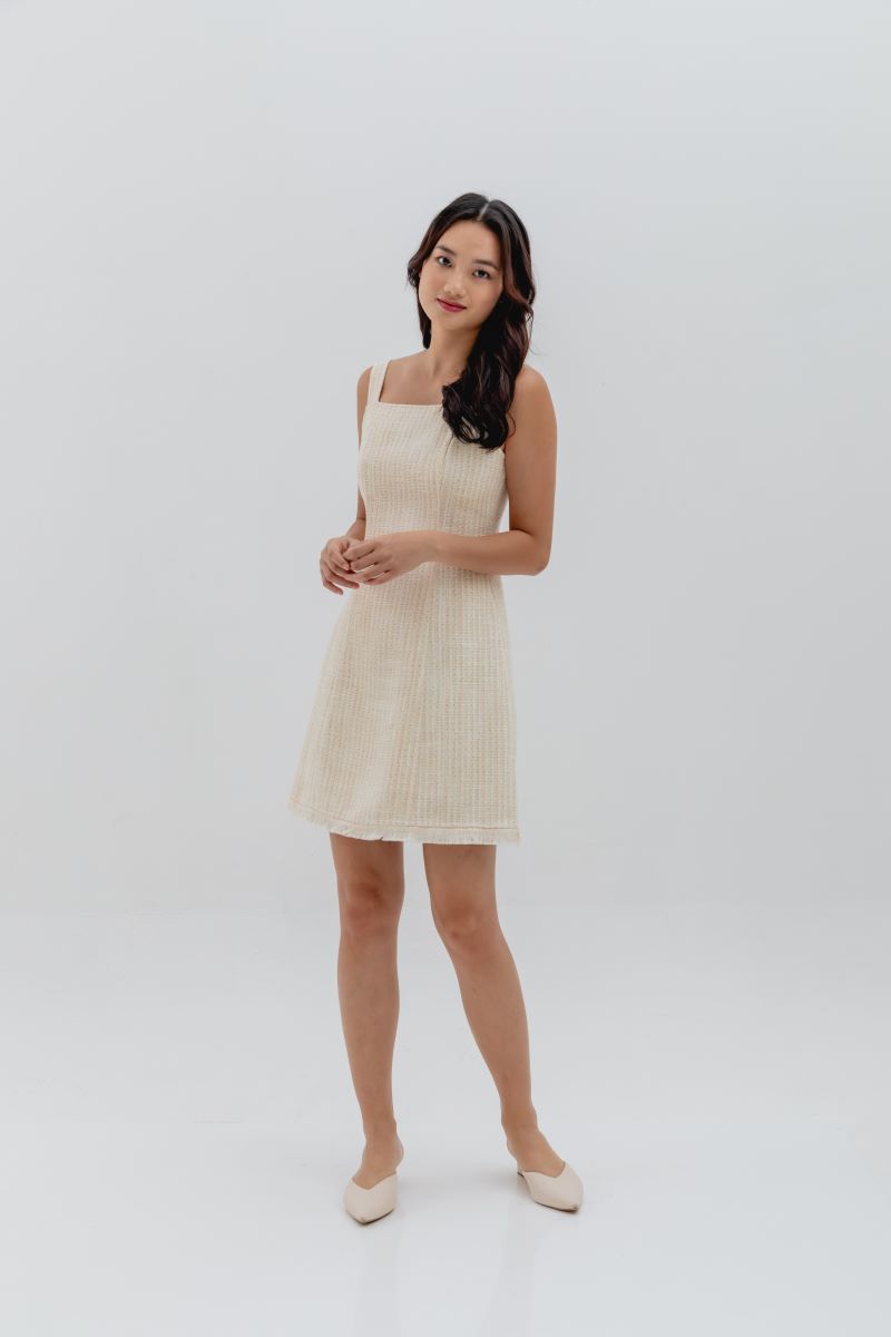 Alexis Square Neck Dress in Daffodil
