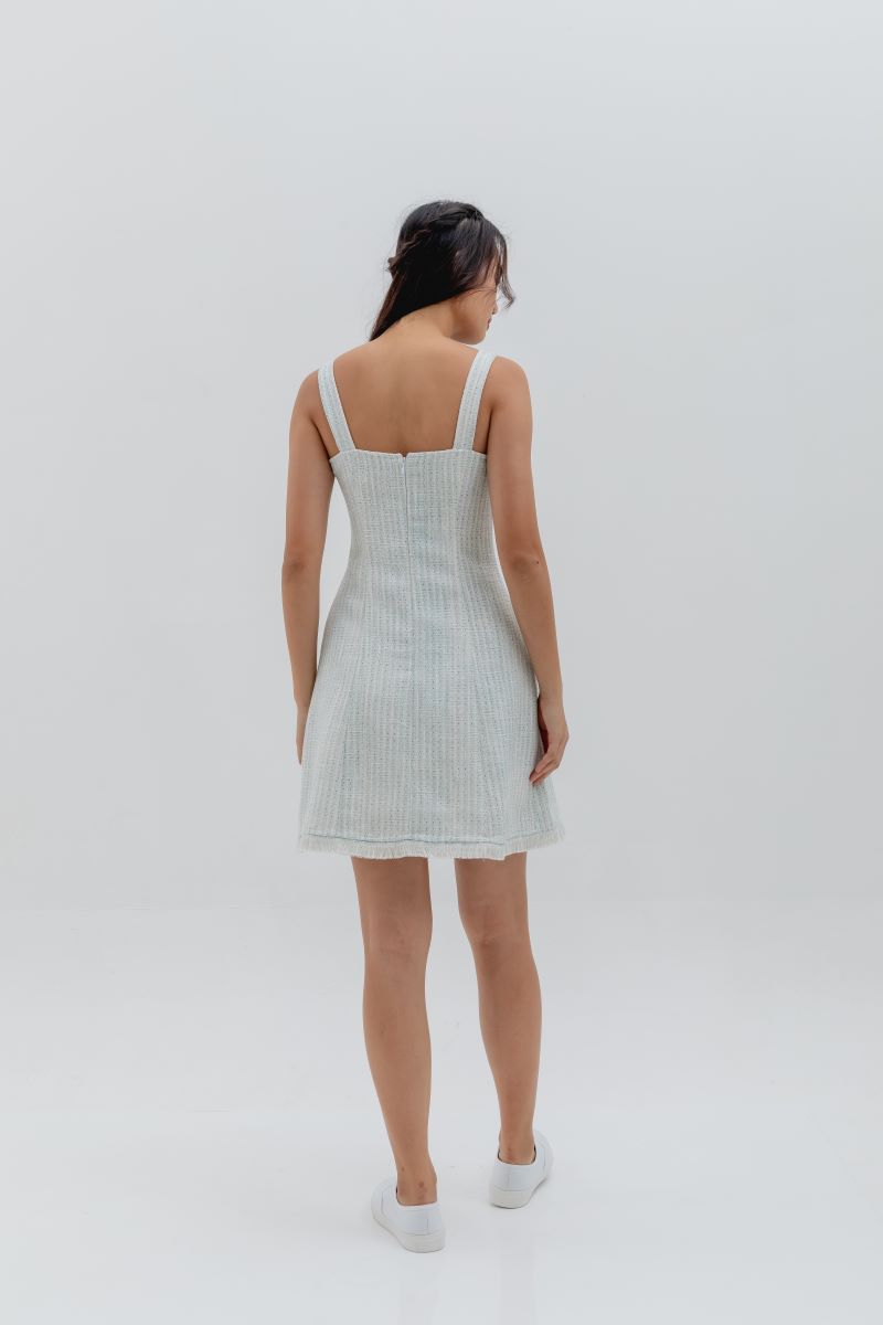 Alexis Square Neck Dress in Light Blue