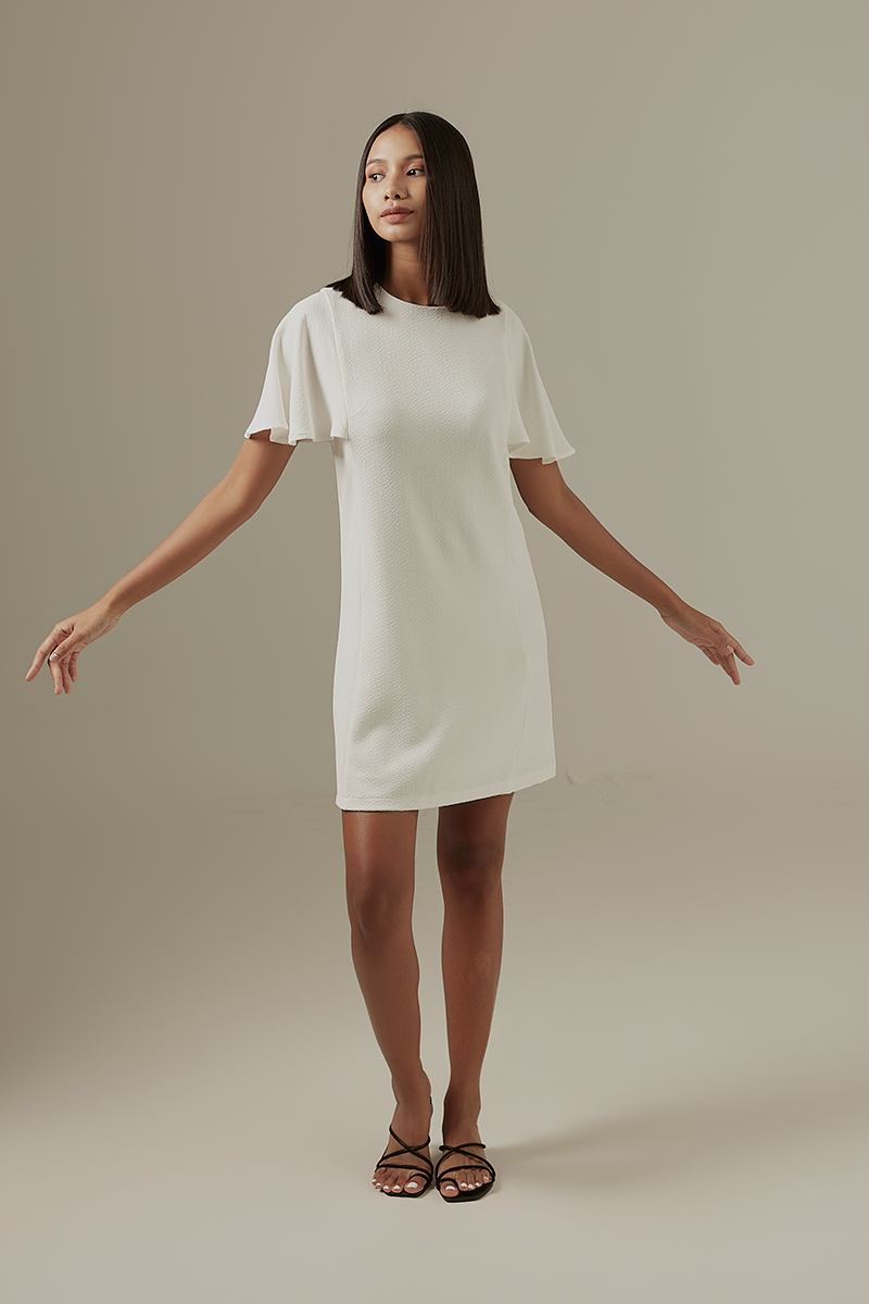 Macey Bell Sleeve Dress in White