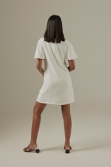 Macey Bell Sleeve Dress in White