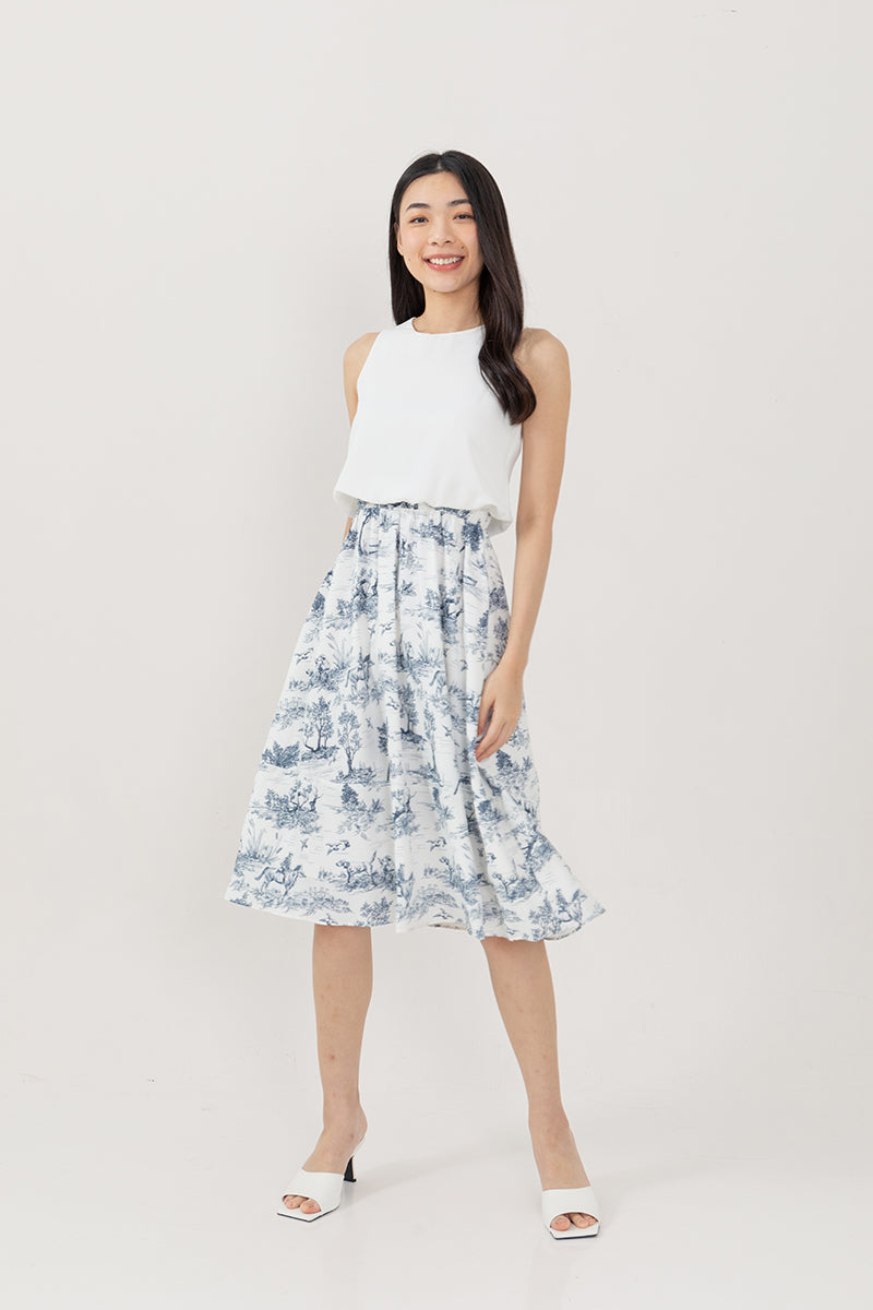 Dawne Abstract Dress in White