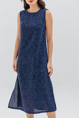 Branwen Basic Midi Dress in Dark Blue