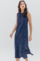 Branwen Basic Midi Dress in Dark Blue