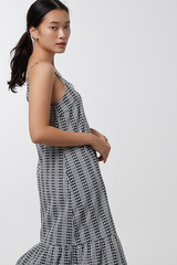 Kryztal Checkered Drop Waist Dress in Black