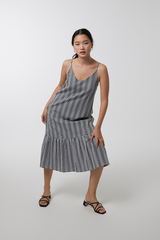 Kryztal Checkered Drop Waist Dress in Black