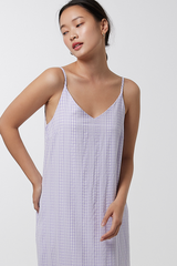 Kryztal Checkered Drop Waist Dress in Lilac