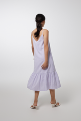 Kryztal Checkered Drop Waist Dress in Lilac